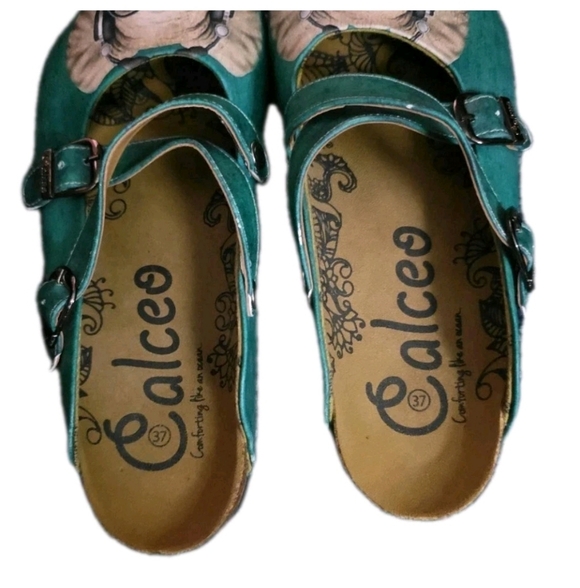Calceo Women's Slip-on Clog Shoe Green Elephant With Glasses On Foot Size 37 - Picture 7 of 14